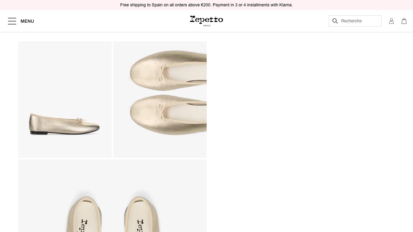 Captura real de una ficha de producto de Repetto