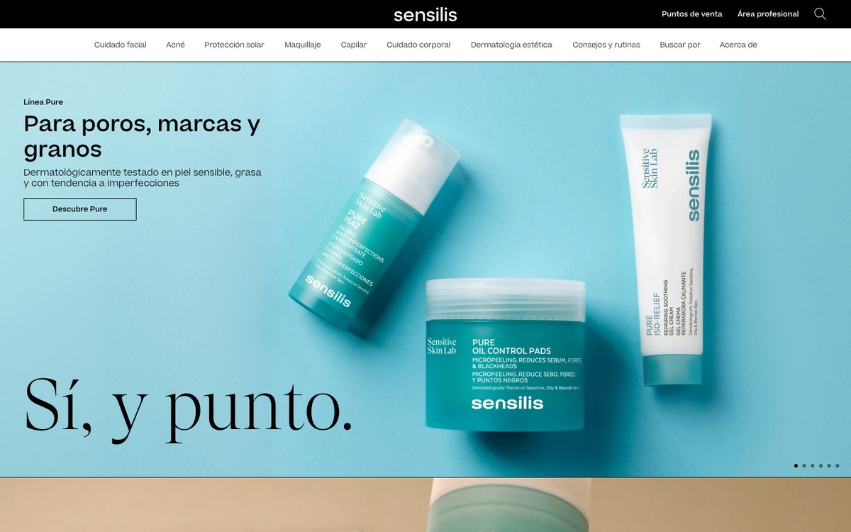 Captura de pantalla de la home de Sensilis