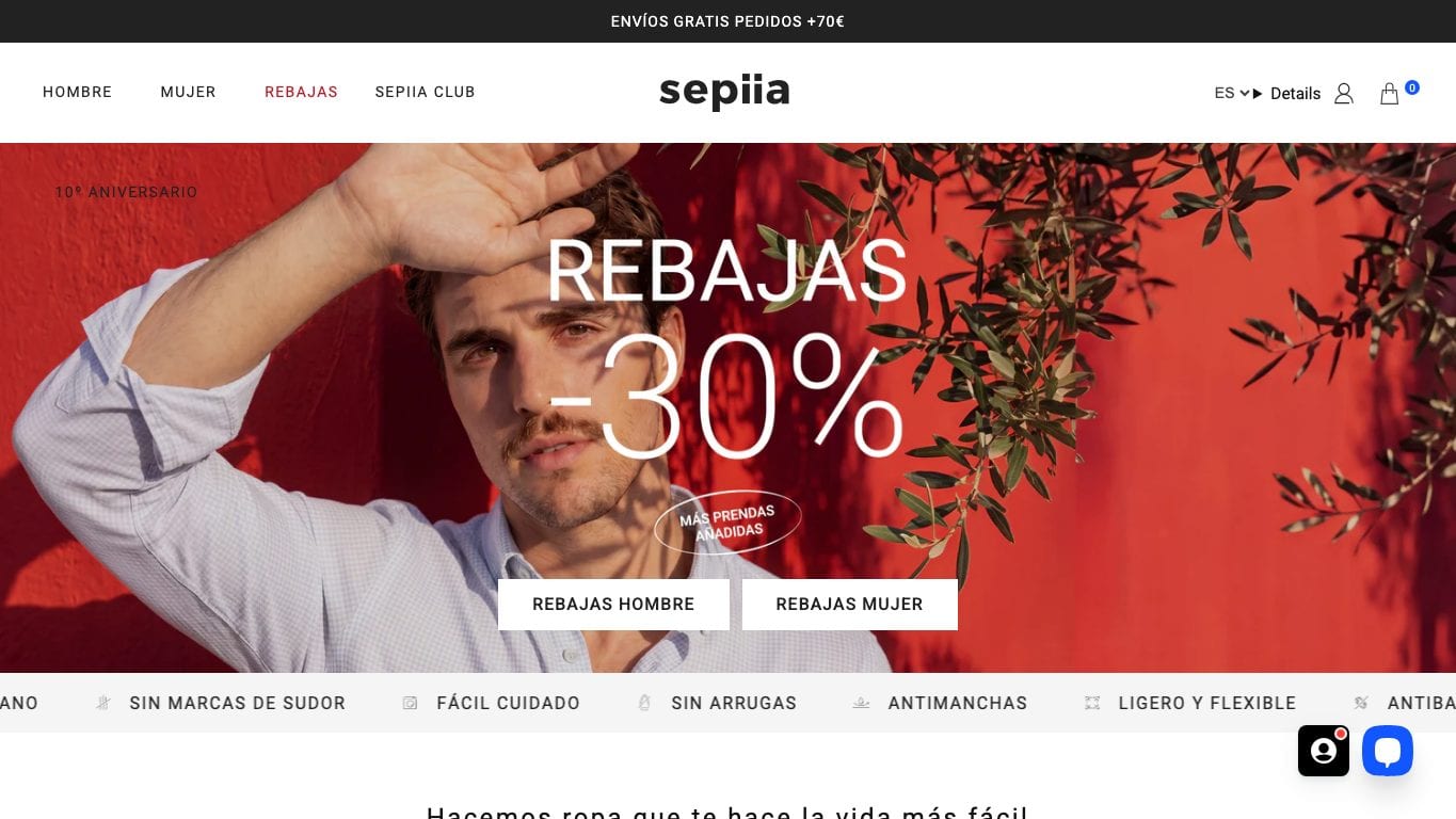 Captura real de la home de Sepiia