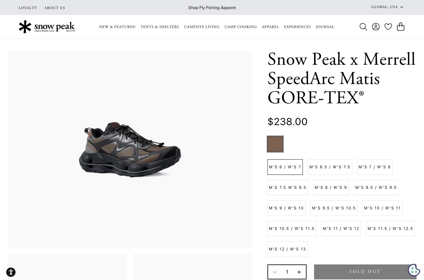 Captura real de una ficha de producto de Snow Peak