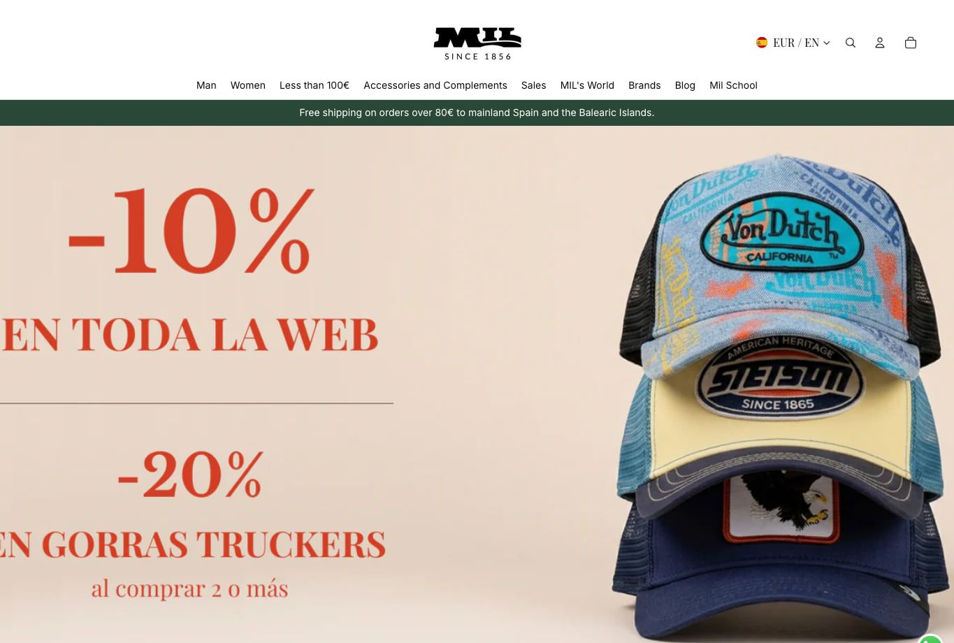 Parte superior de la tienda online Sombrerería Mil