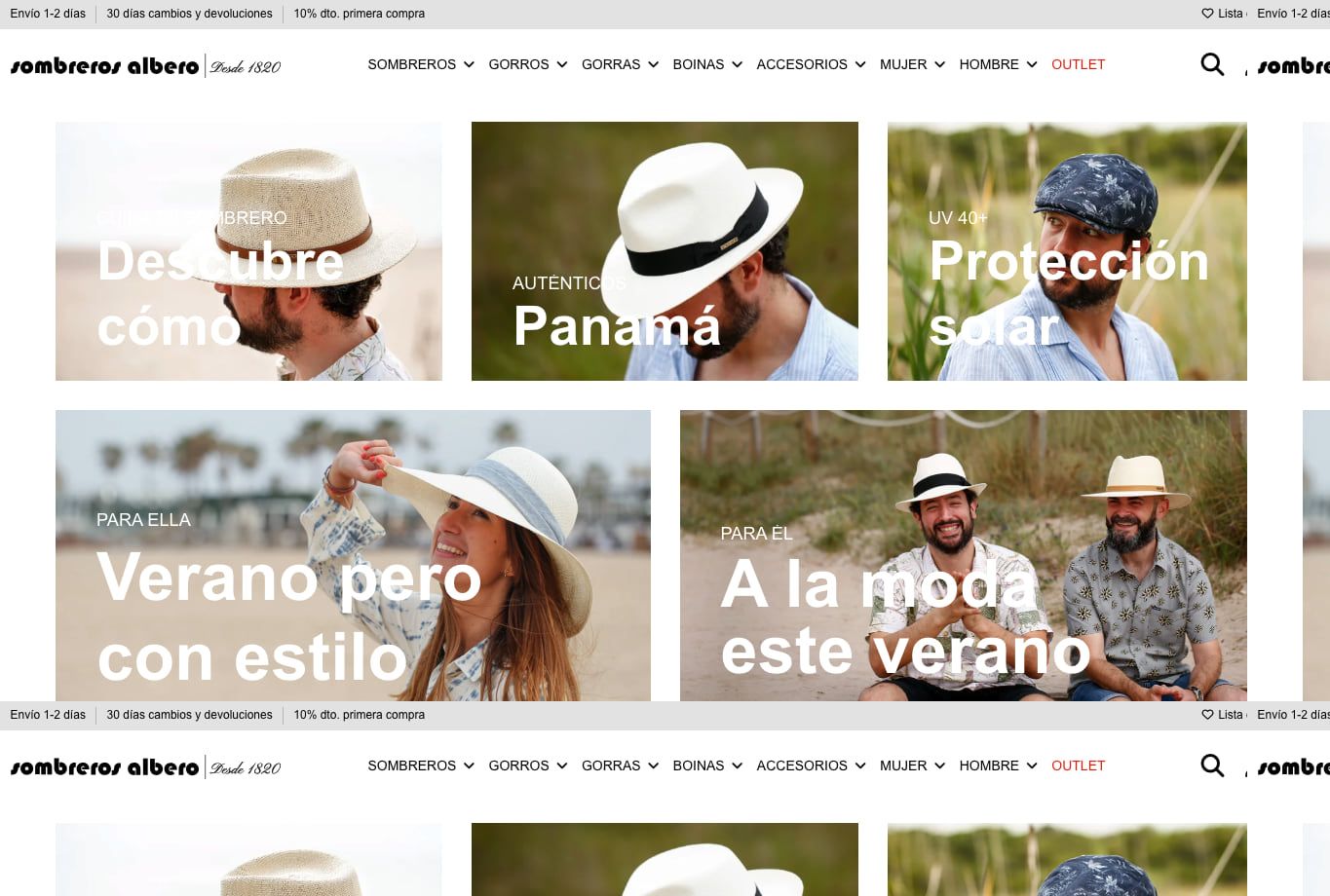 Parte superior de la tienda online Sombreros Albero