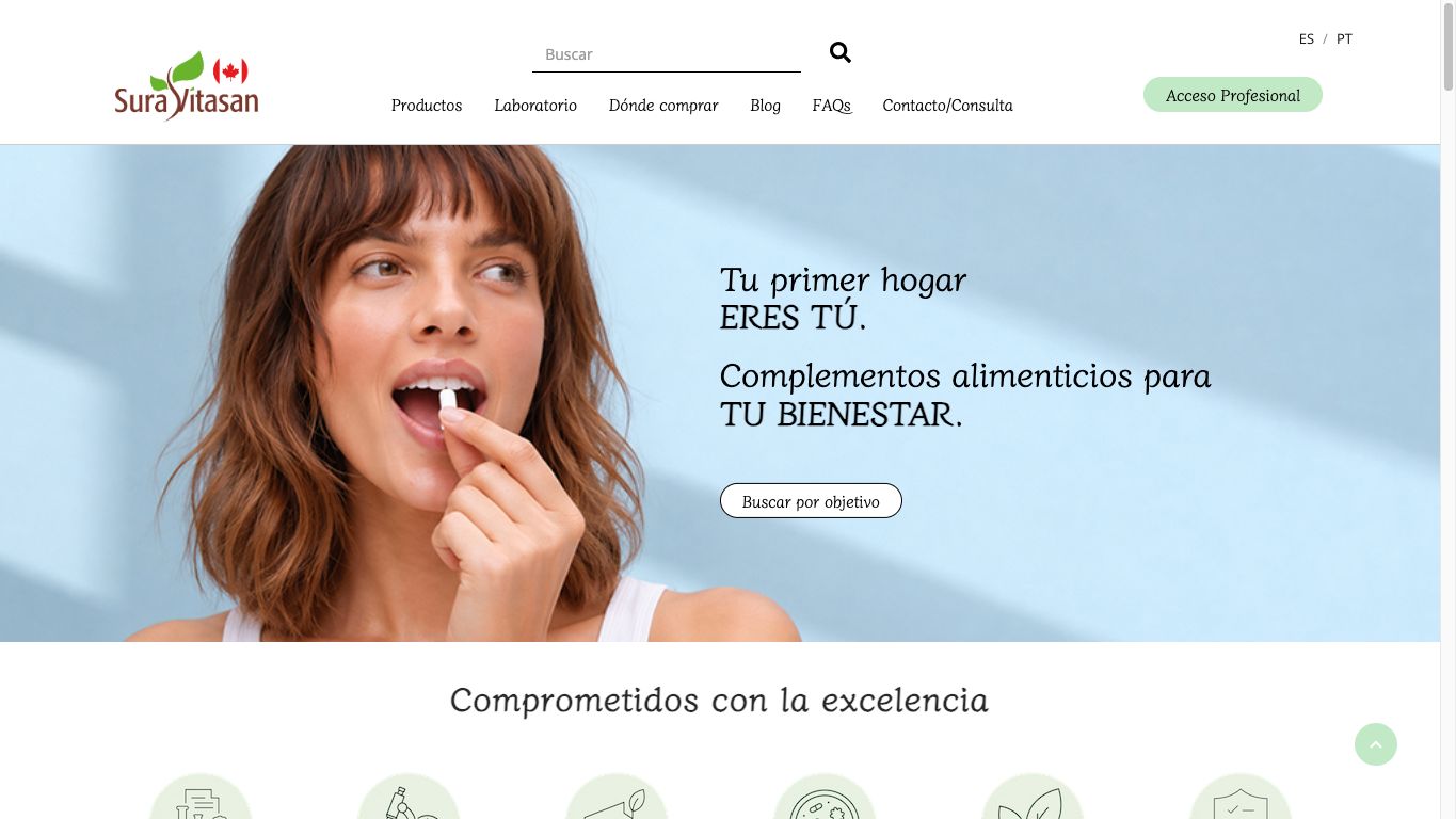 Captura de pantalla de la home de Sura Vitasan