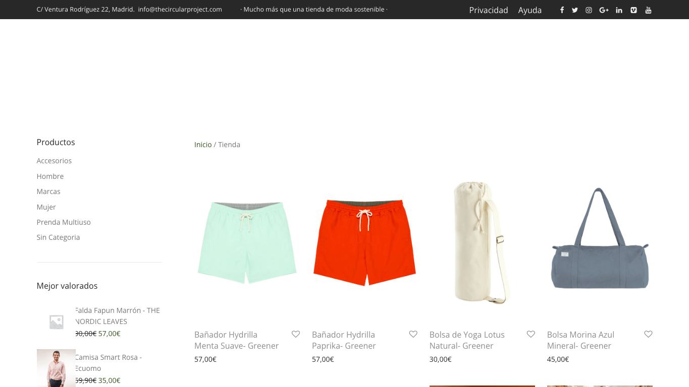 Captura real de una ficha de producto de The Circular Project