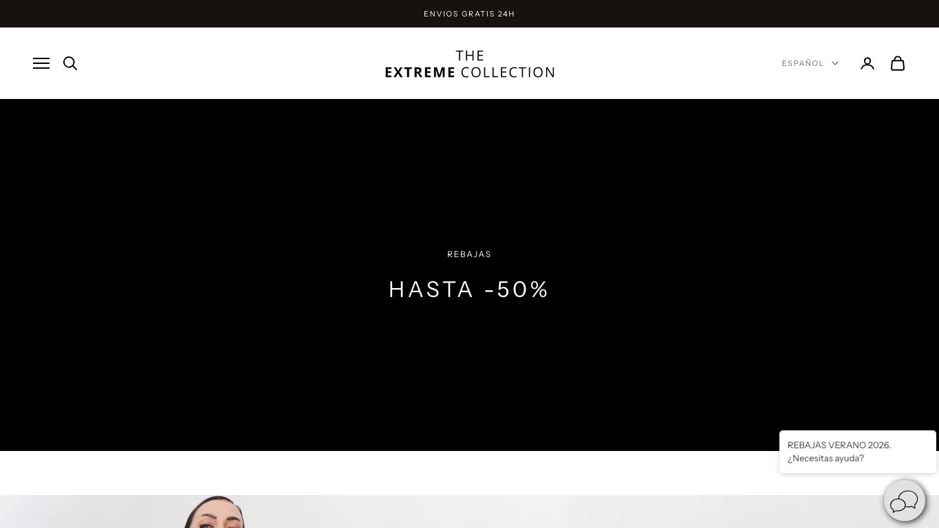 Captura real de la home de The Extreme Collection
