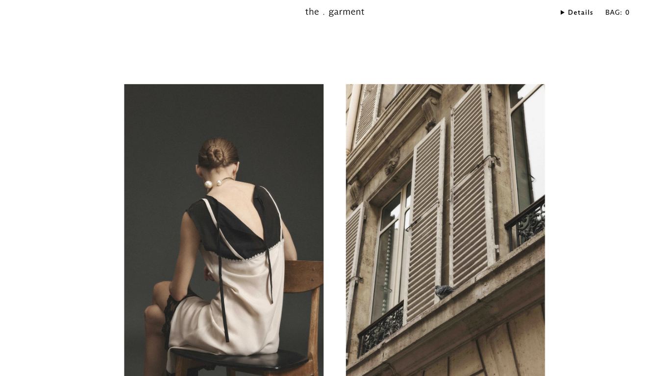Captura real de la home de The Garment