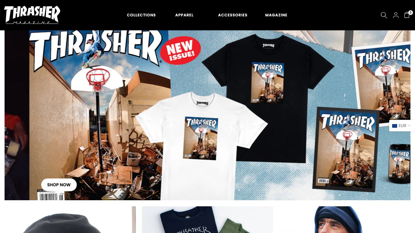 Captura real de la home de Thrasher