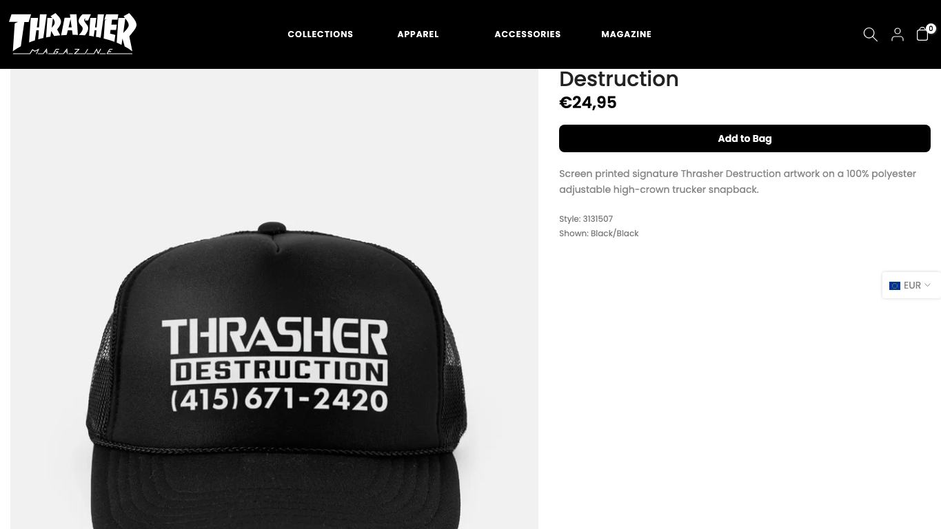 Captura real de una ficha de producto de Thrasher