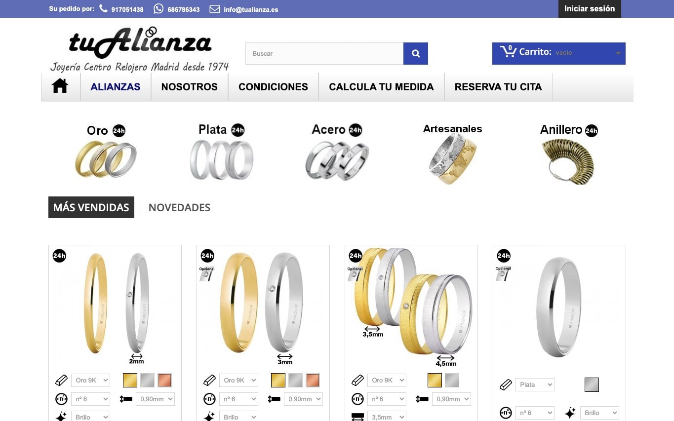Captura de pantalla de la home de tuAlianza