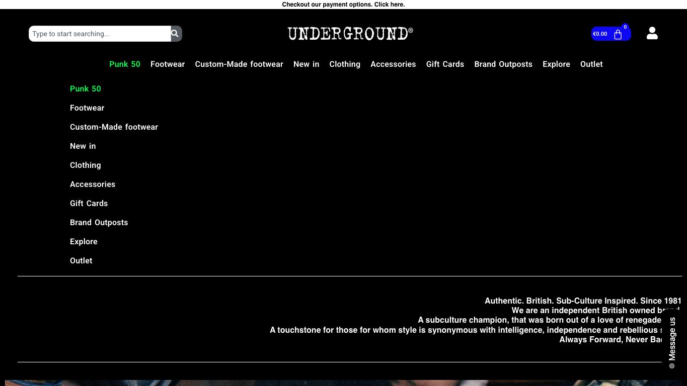 Captura real de la home de Underground England
