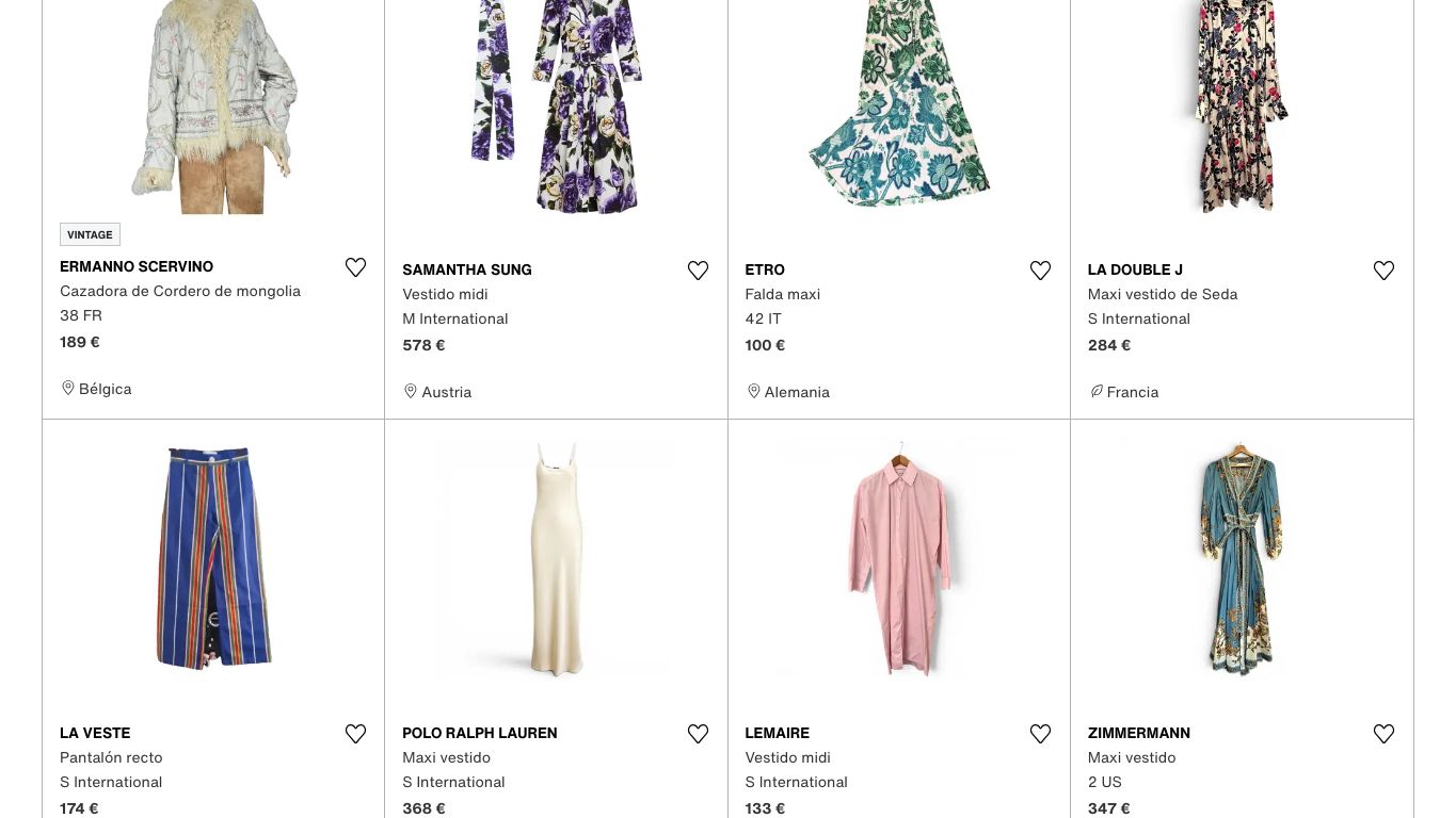 Catálogo y contenido de Vestiaire Collective