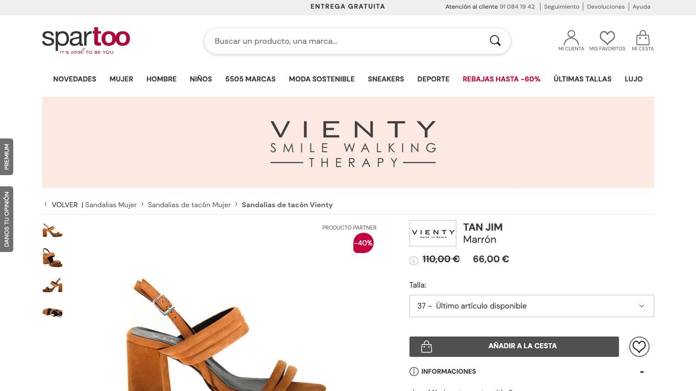 Ficha de sandalias en Vienty