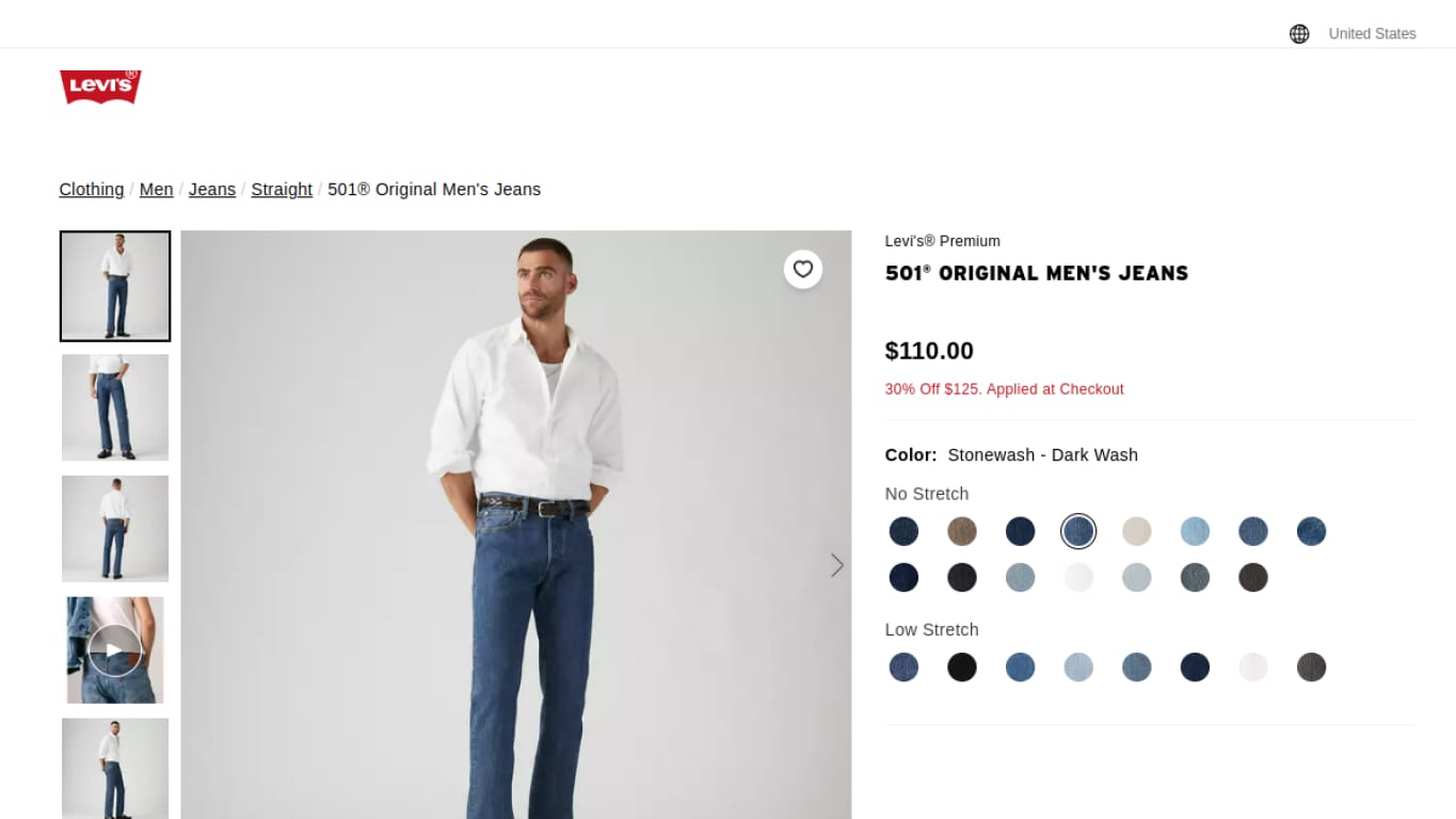 Producto o coleccion real de Levi's