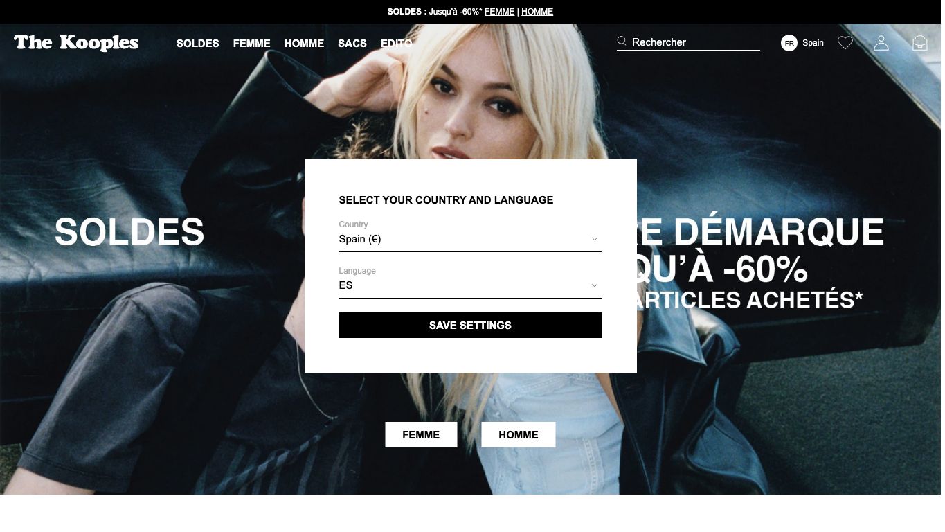 Inicio de la tienda online The Kooples