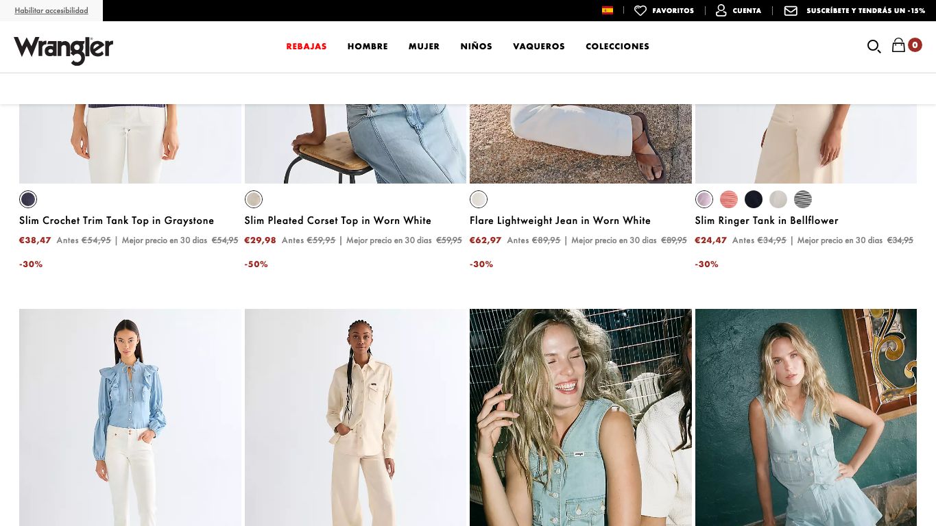 Zona intermedia del catalogo de Wrangler
