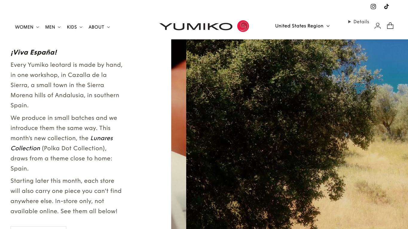 Captura real de la home de Yumiko