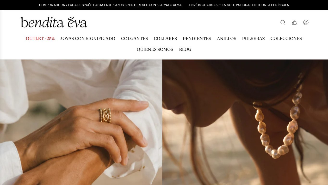 Captura de pantalla de la home de Bendita Eva