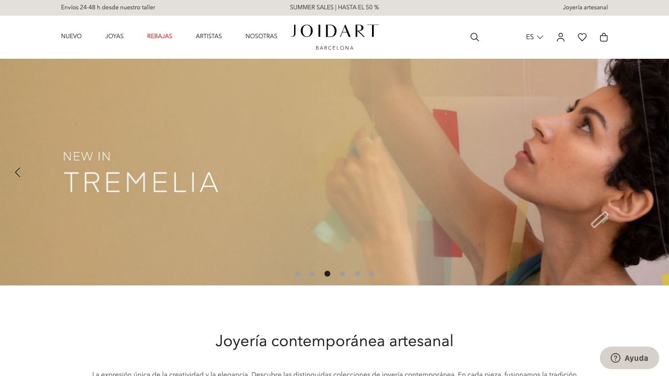 Captura de pantalla de la home de Joidart
