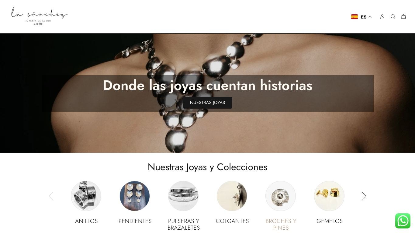Captura de pantalla de la home de La Sánchez Joyas