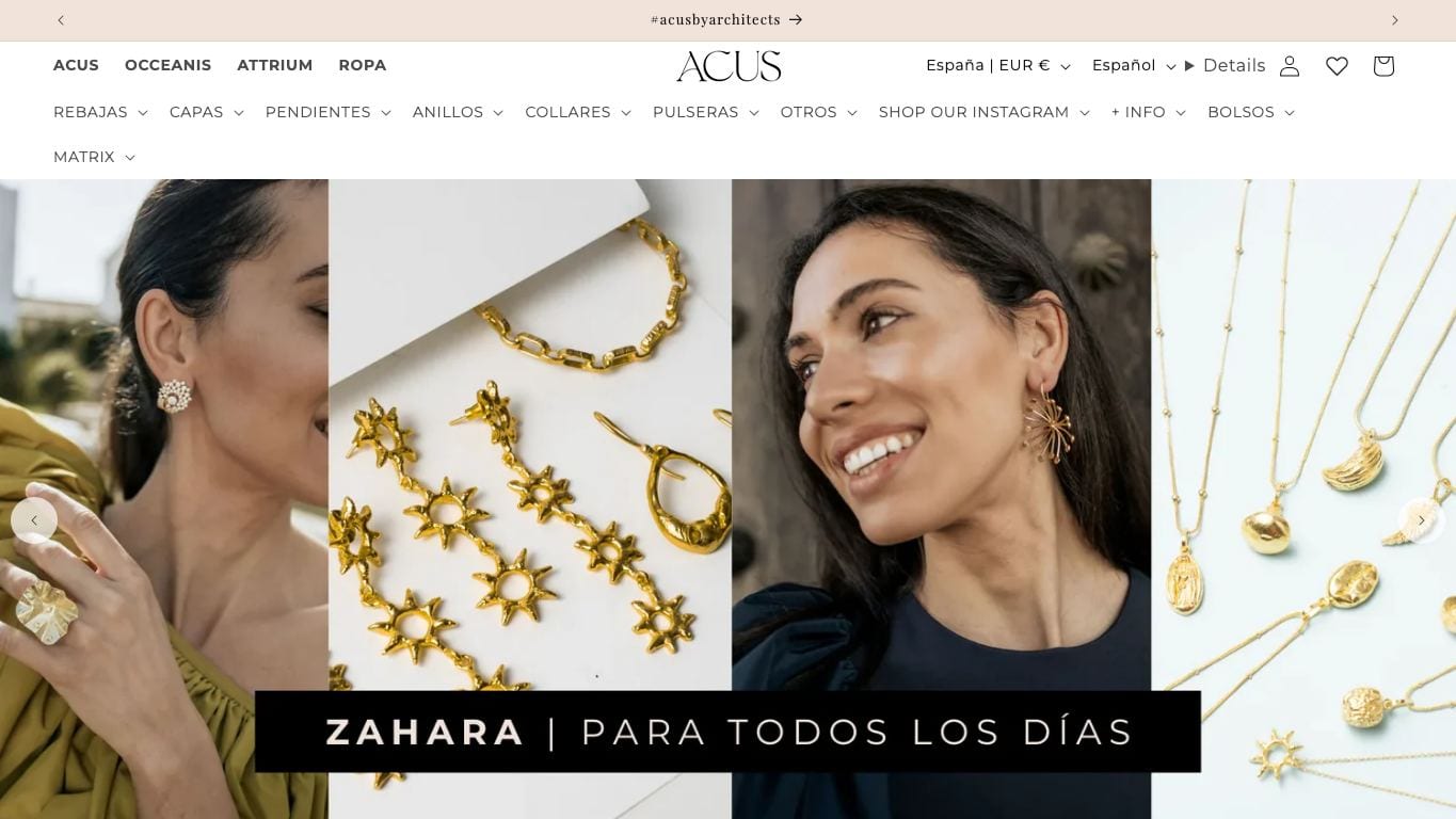 Captura de pantalla de la home de ACUS