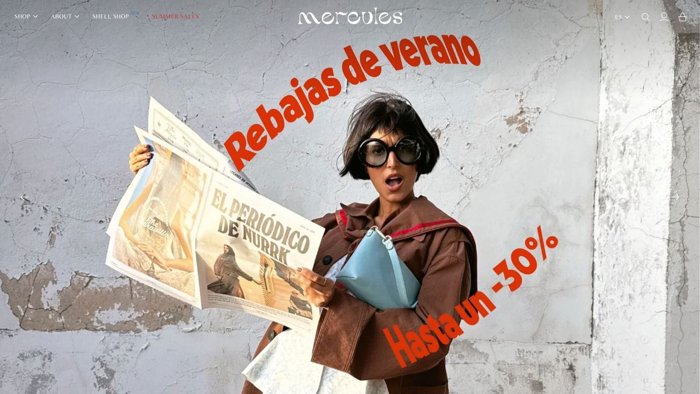 Captura de pantalla de la home de Mercules