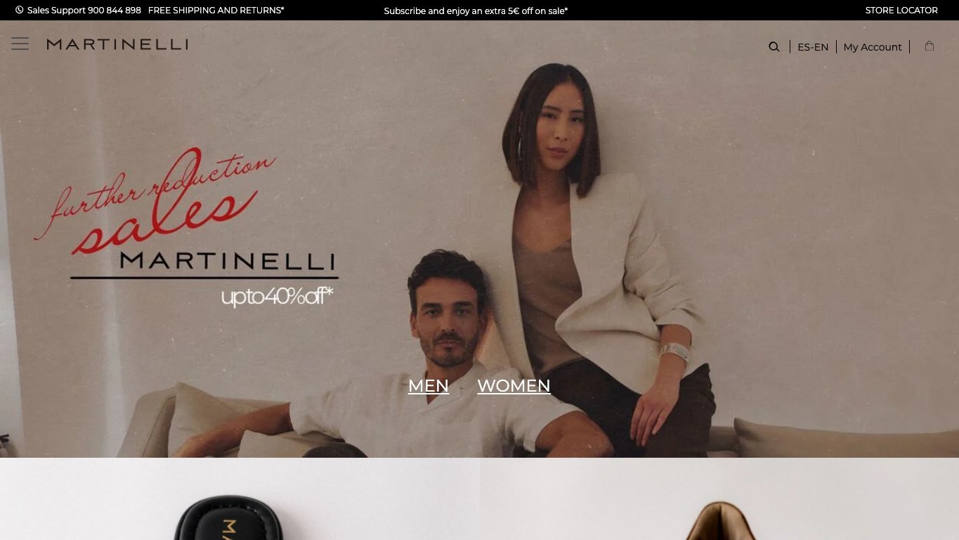 Captura de pantalla de la home de Martinelli