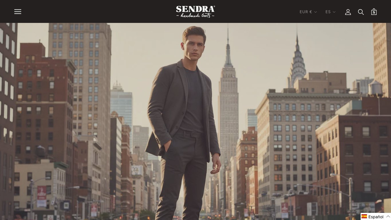 Captura de pantalla de la home de Sendra