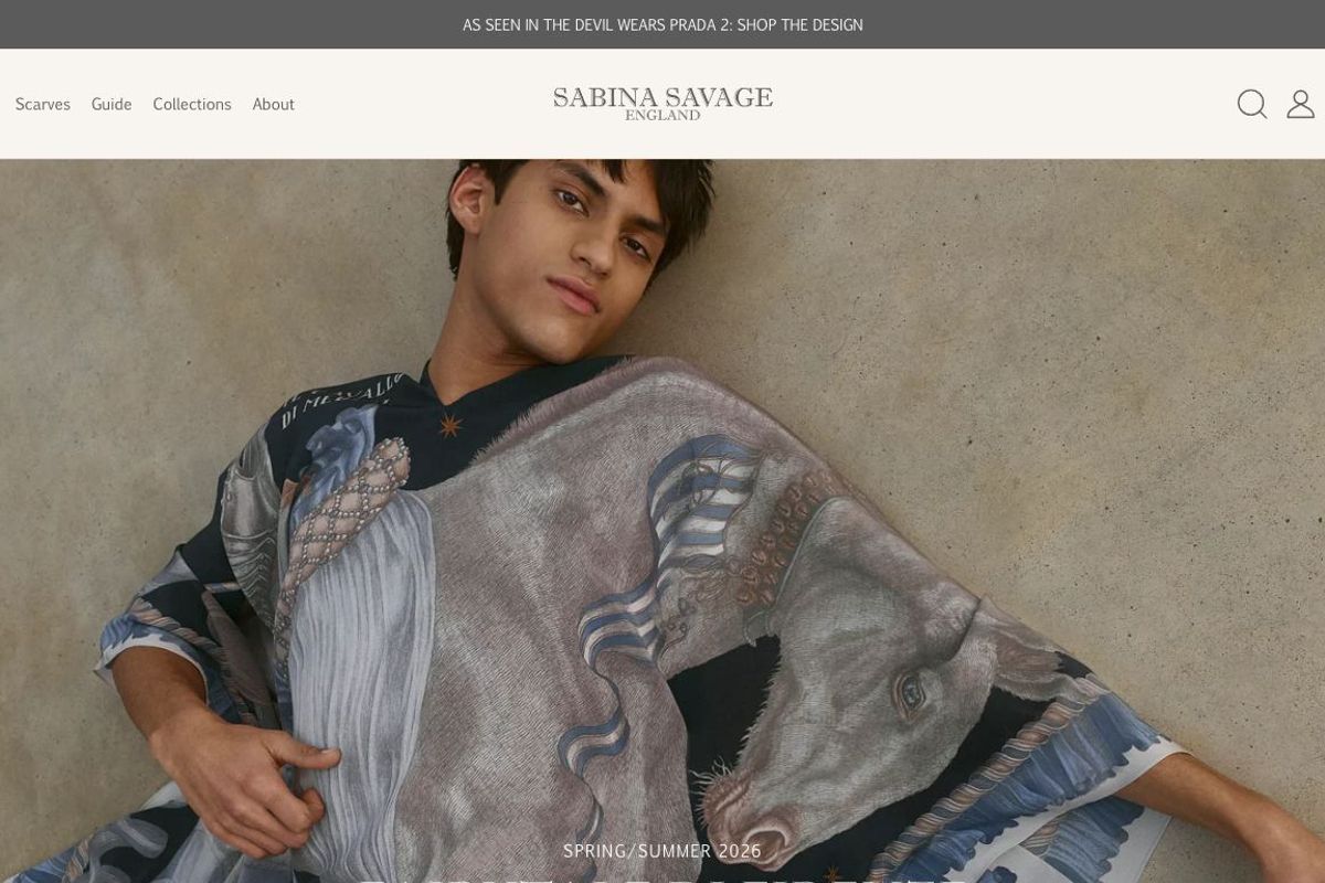 Captura de pantalla de la home de Sabina Savage