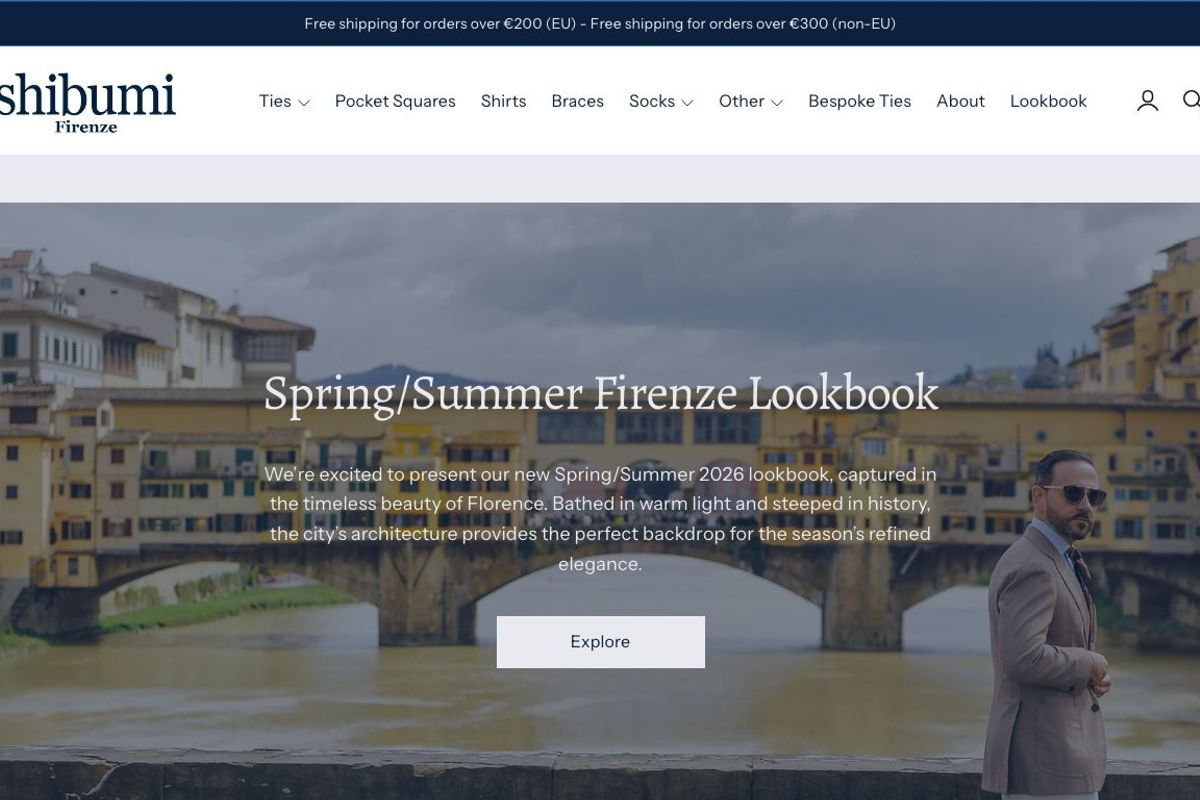 Captura de pantalla de la home de Shibumi Firenze