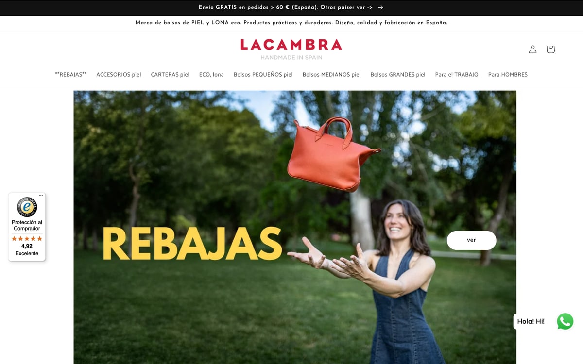 Captura de pantalla de la home de Lacambra