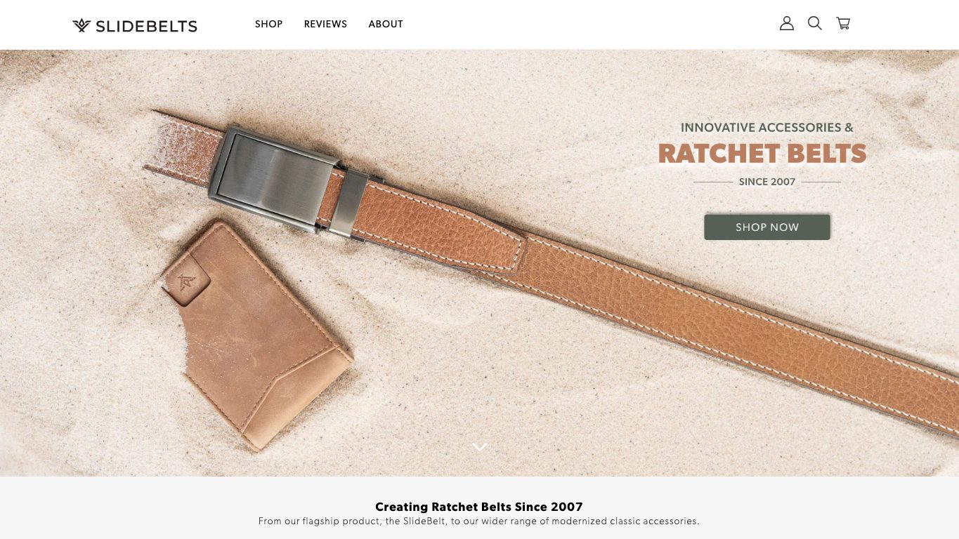 Captura de pantalla de la home de SlideBelts