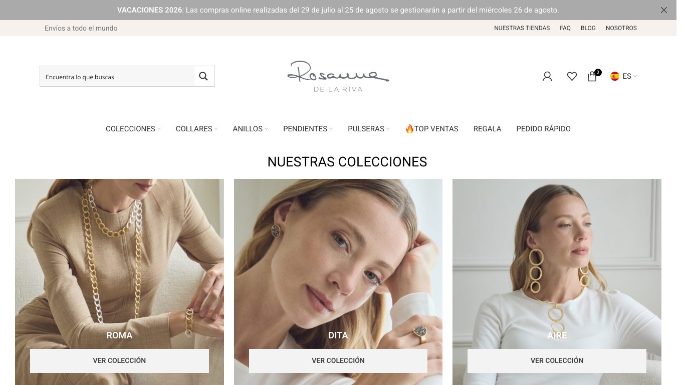 Captura de pantalla de la home de Rosanna de la Riva