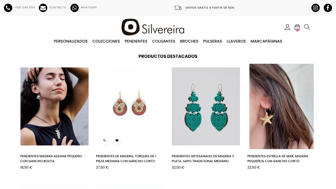 Captura de pantalla de la home de Silvereira