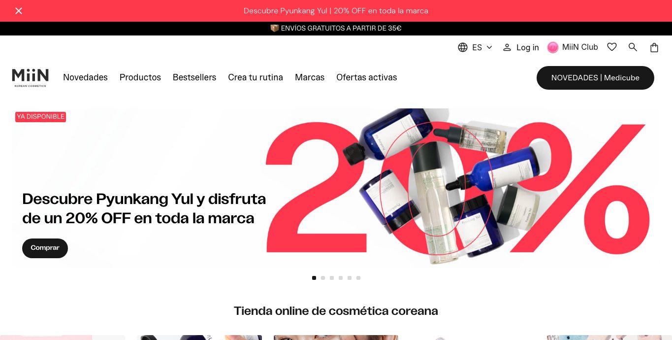 Captura de pantalla de la home de MiiN Cosmetics