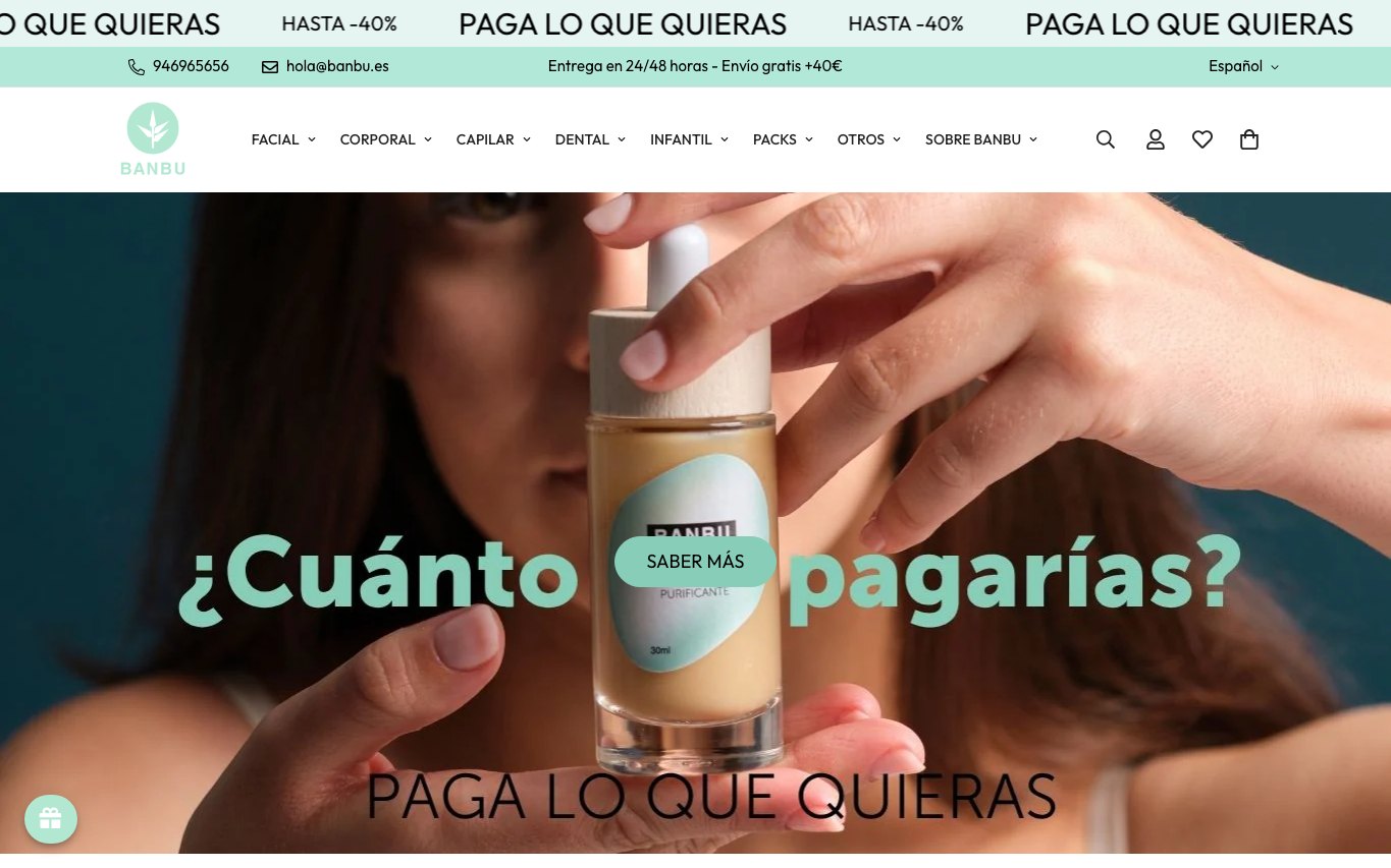 Captura de pantalla de la home de Banbu