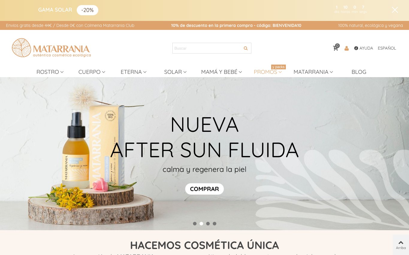 Captura de pantalla de la home de Matarrania