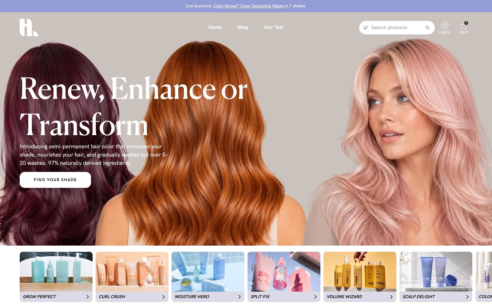 Captura de pantalla de la home de Hairlust
