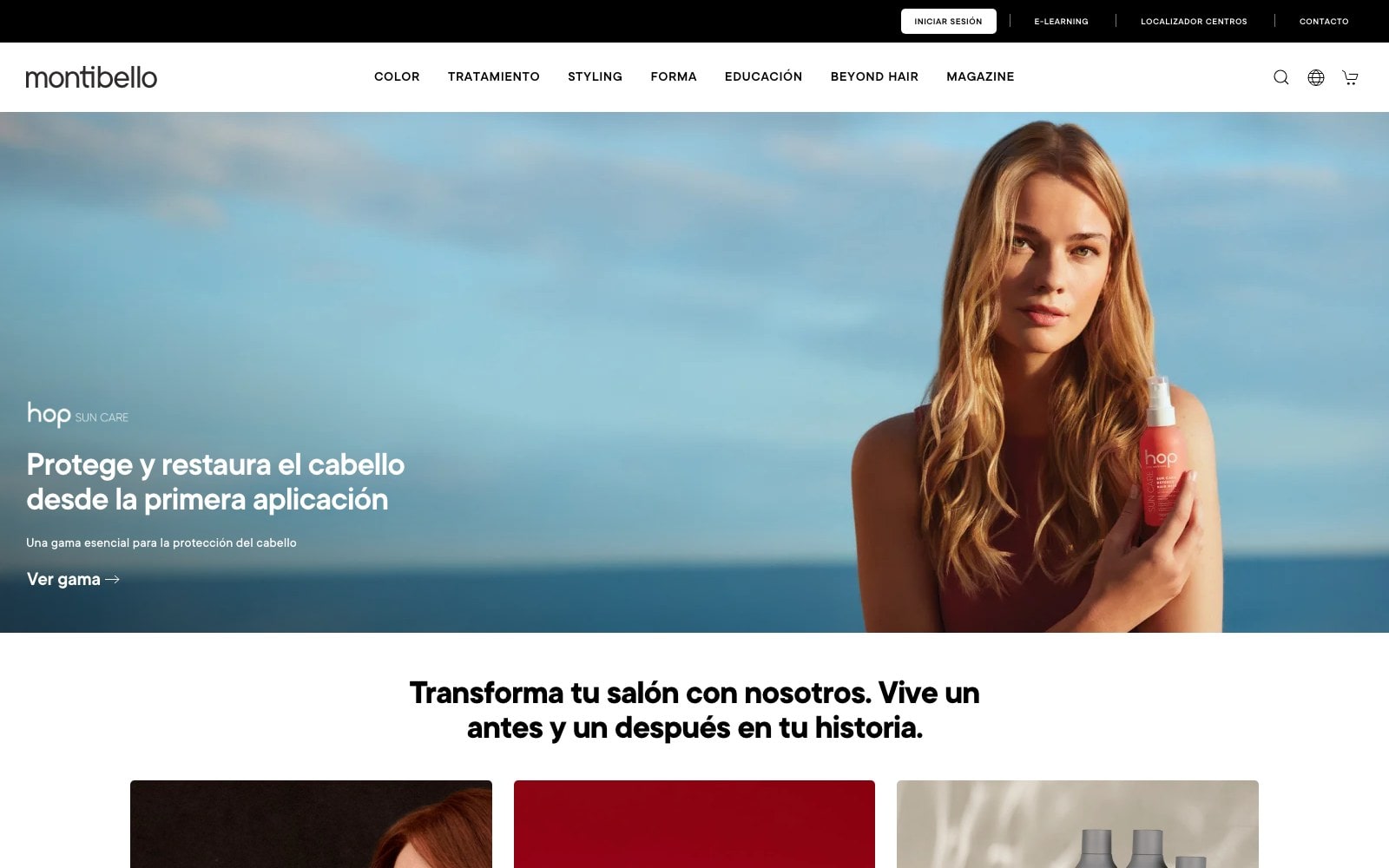 Captura de pantalla de la home de Montibello