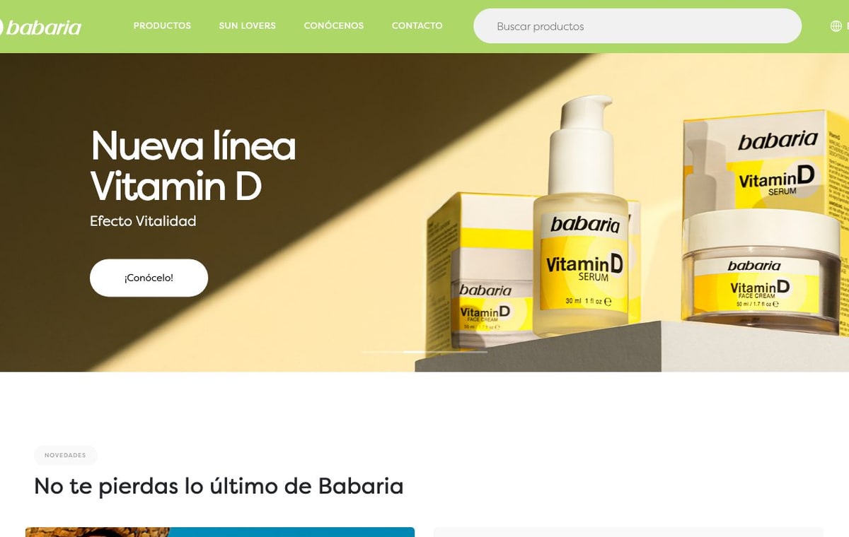 Captura de pantalla de la home de Babaria