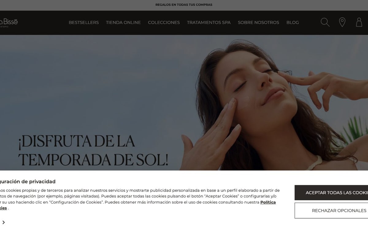 Captura de pantalla de la home de Natura Bissé