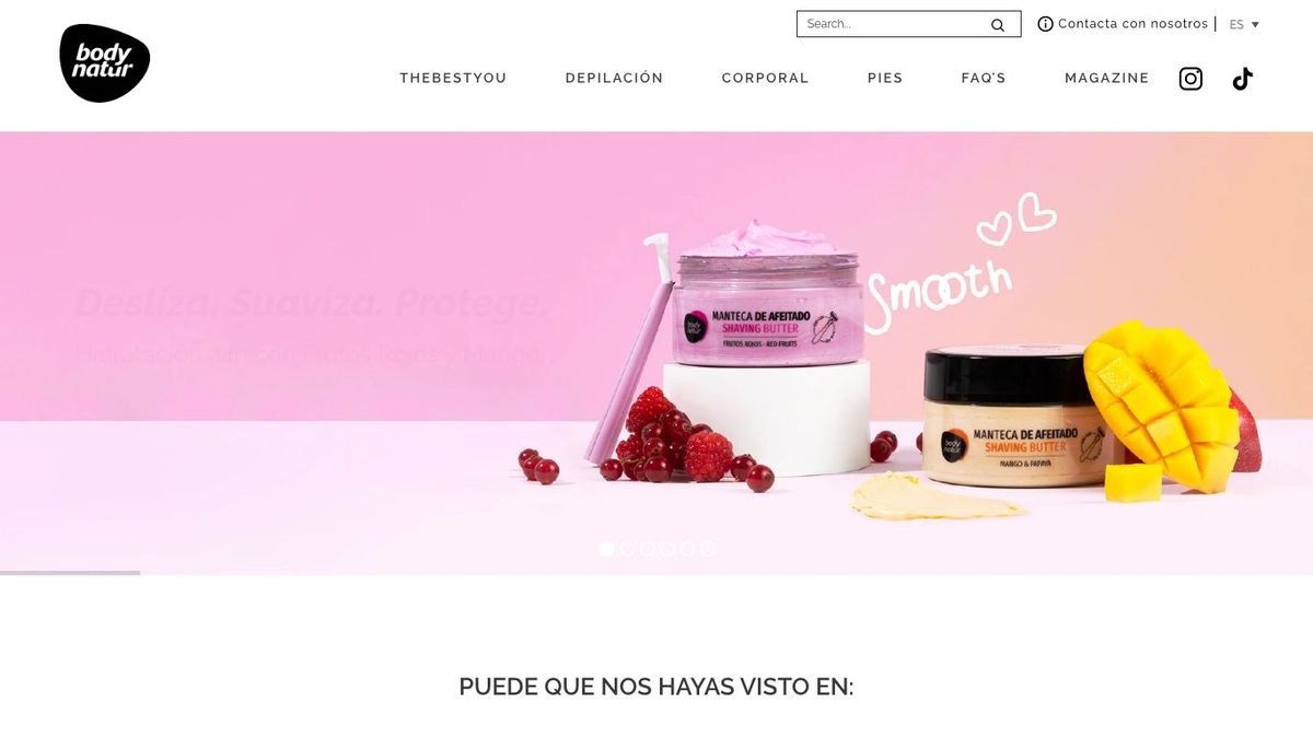 Captura de pantalla de la home de Body Natur