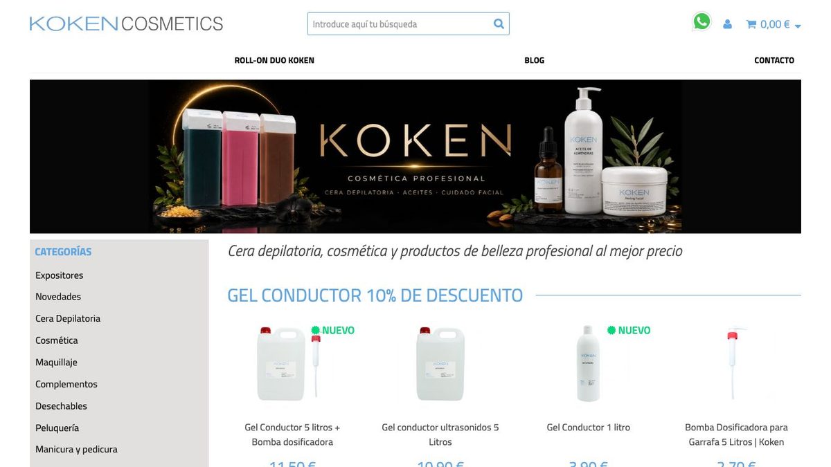 Captura de pantalla de la home de Koken