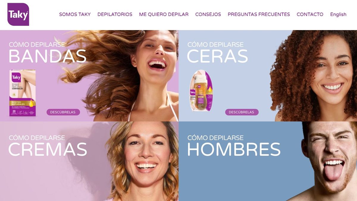 Captura de pantalla de la home de Taky