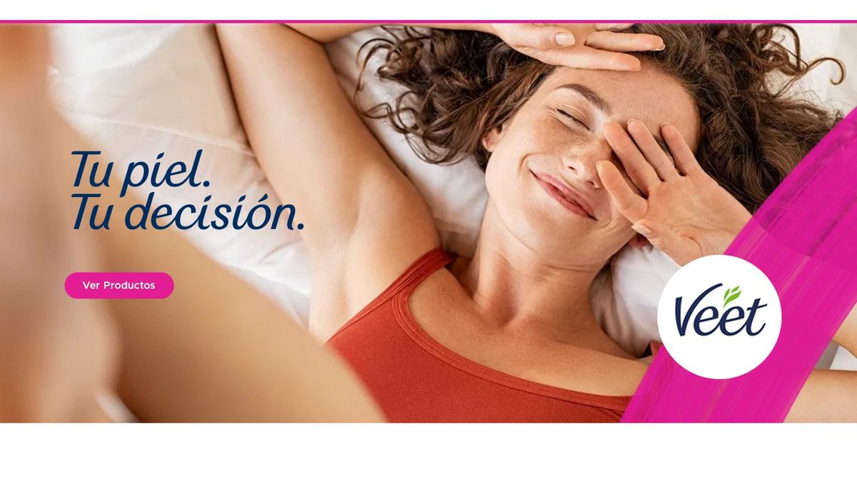 Captura de pantalla de la home de Veet