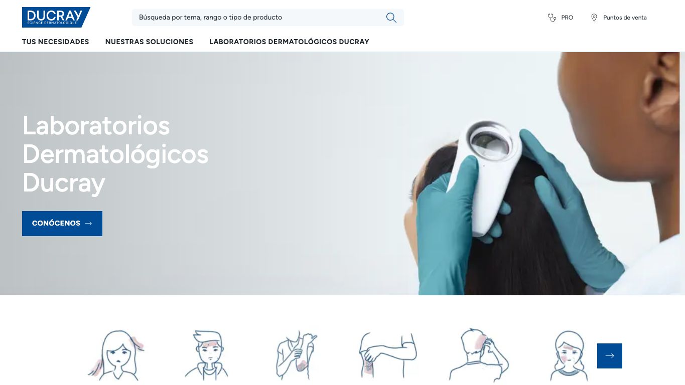 Captura de pantalla de la home de Ducray