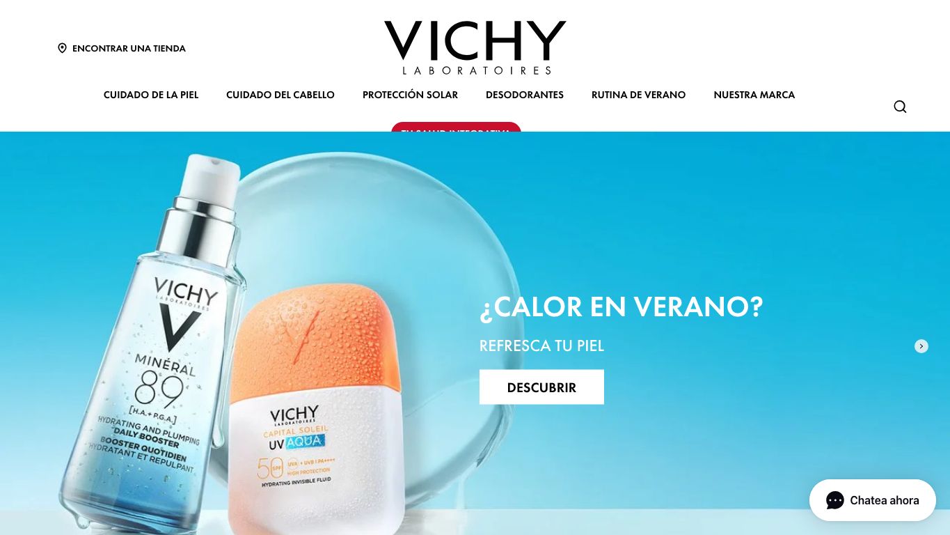 Captura de pantalla de la home de Vichy