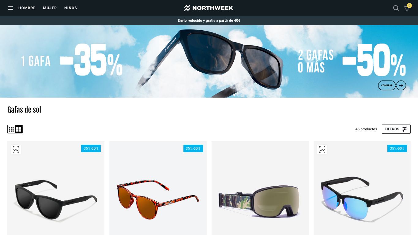 Captura de pantalla de la home de Northweek