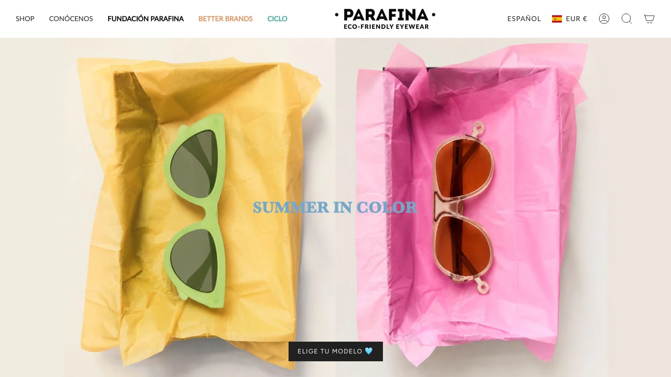 Captura de pantalla de la home de Parafina