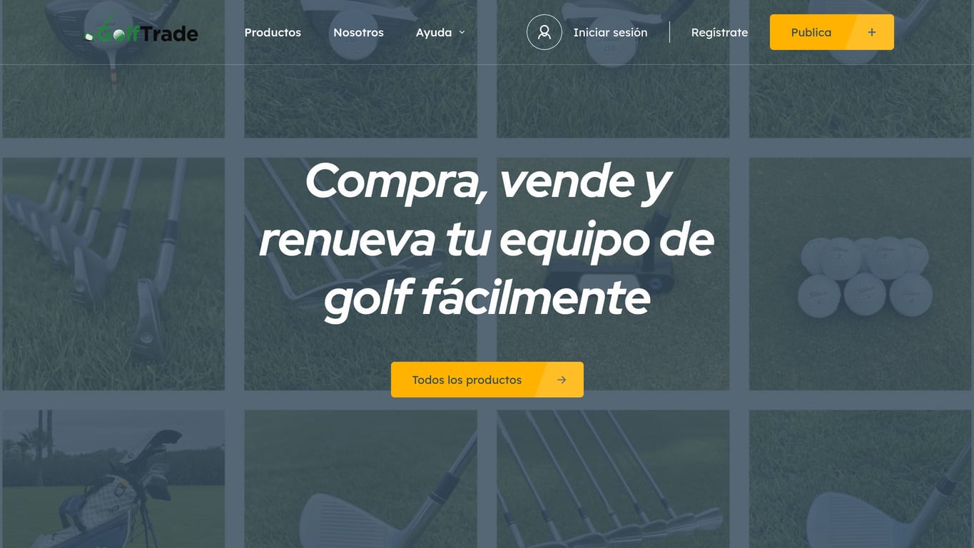 Captura de pantalla de la home de Golf Trade
