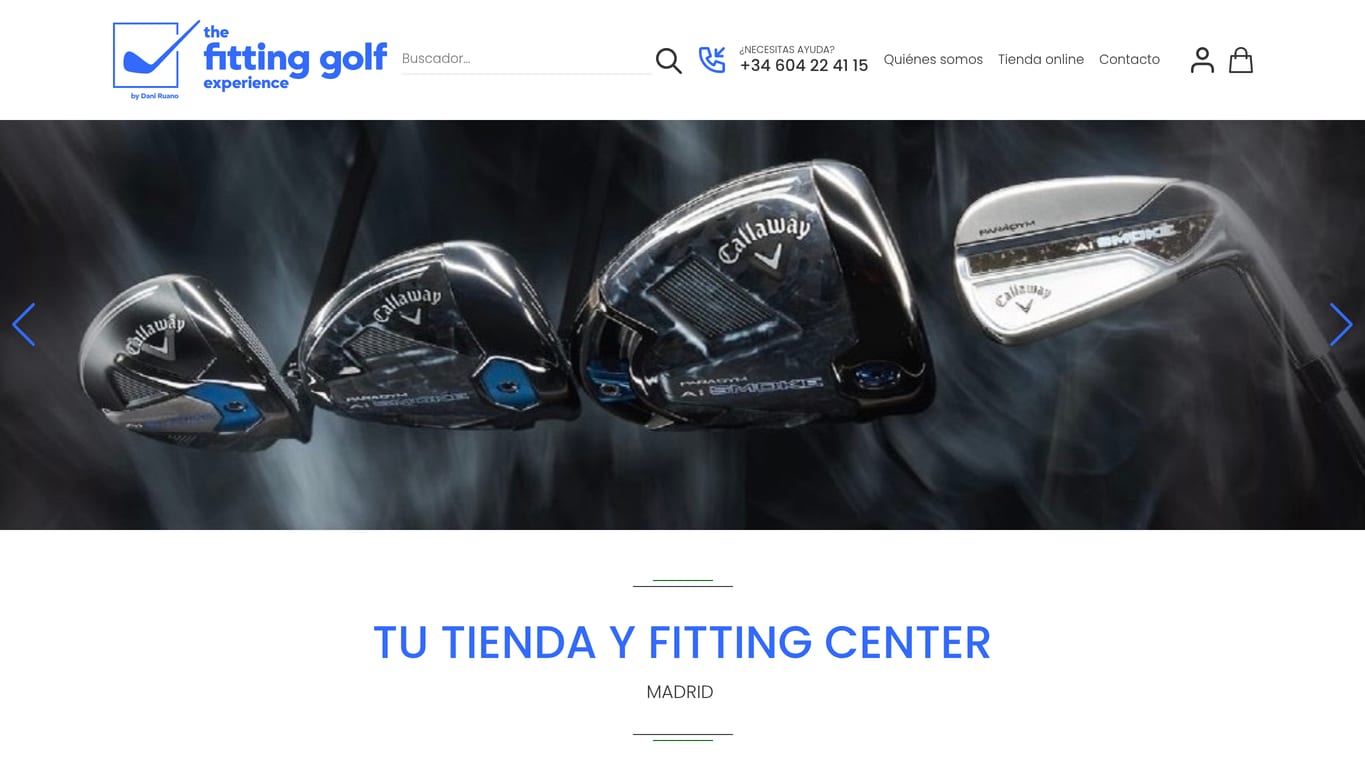 Captura de pantalla de la home de The Fitting Golf Experience